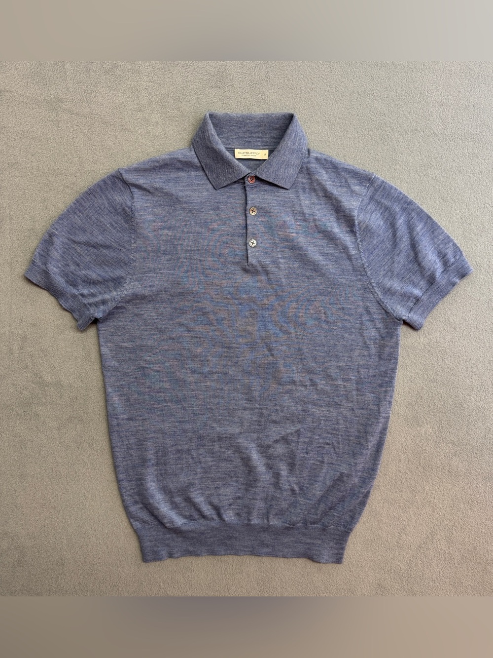 Suitsupply Polo Shirt Medium Men's Slim Fit Merino Wool Blue Preppy